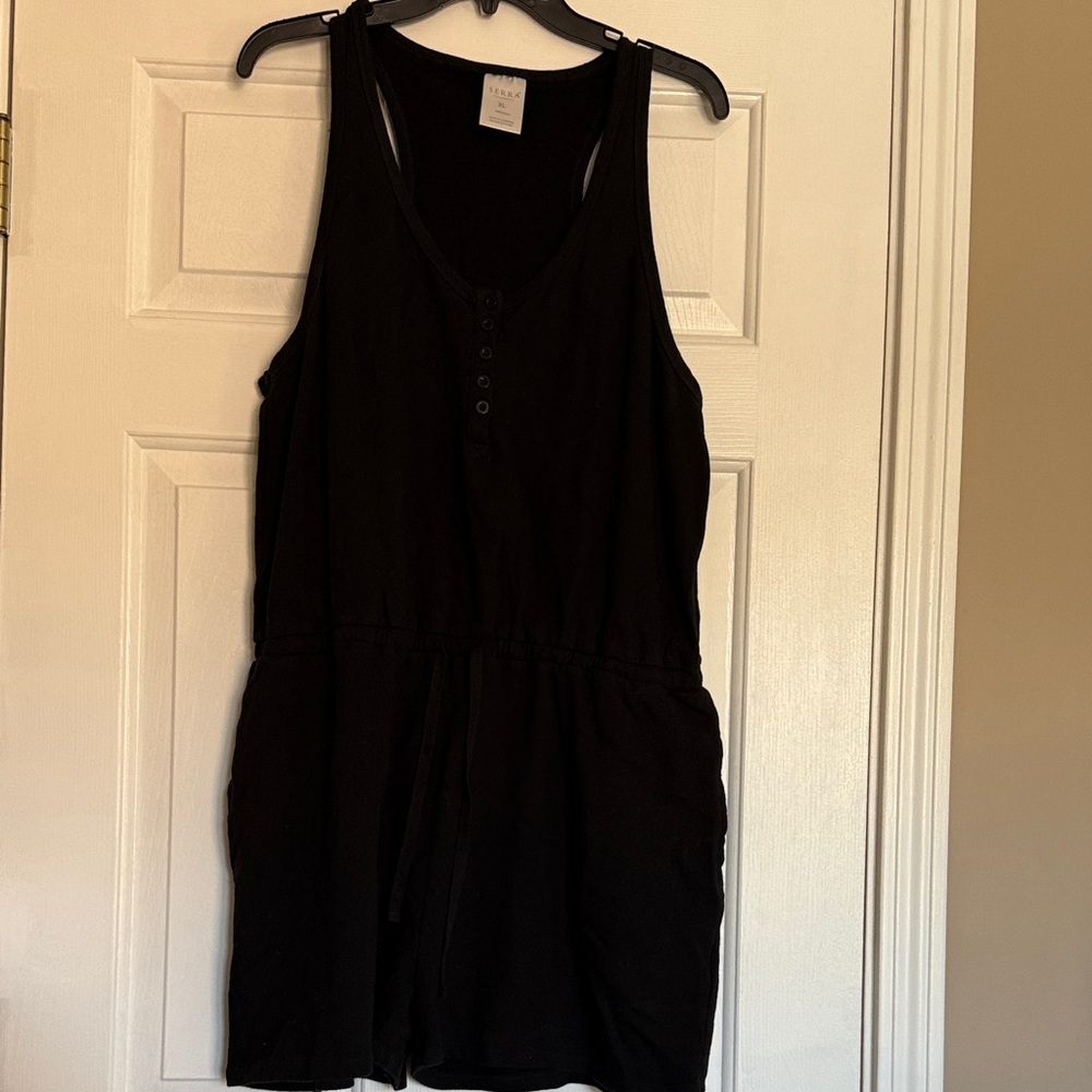 Serra Black Buttoned Top Romper